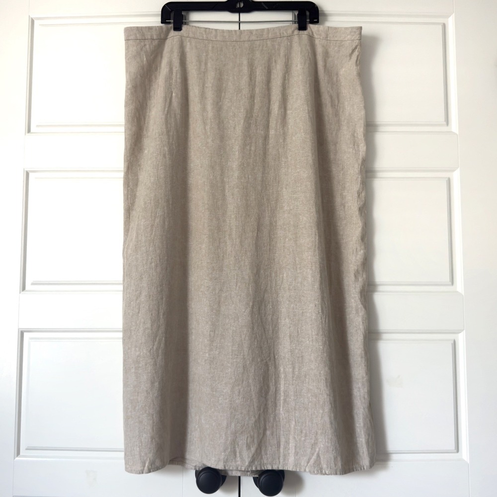 Old Navy Linen Blend Maxi Skirt Womens 3X Tan Minimalist Granola Neutral NEW